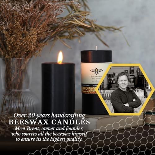 Big Dipper Wax Works 100% Beeswax Pillar Candle, 3 x 6 in, Black - Image 2