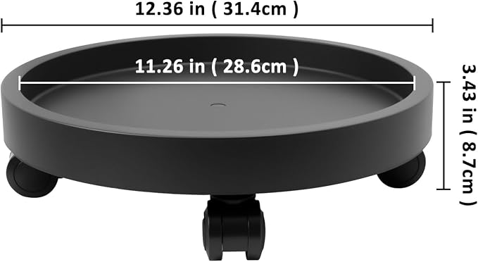 2Pack 12.4'' Plant Caddy with Wheels, Plant Stand Dolly for Heavy Planter,Wheeled Planter Saucer Tray,Rolling plant stand,Heavy-Duty Plant Caddy with Casters for Indoor and Outdoor(Black)