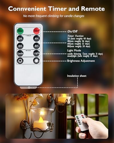 Homemory 12-Pack Remote Flameless LED Battery Tea Light Candles, 400+Hrs - Image 6