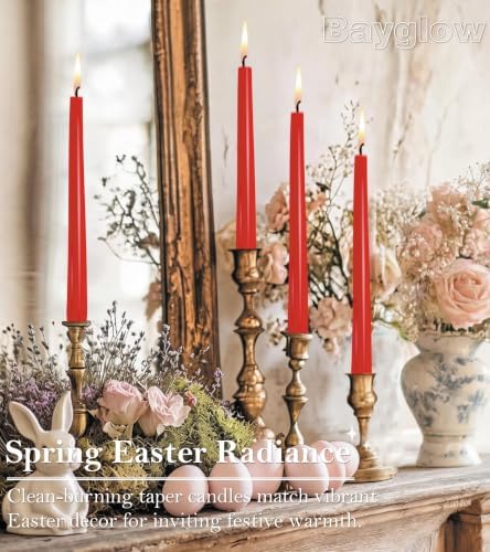 Red Taper Candles 12 Pack 10 Inch Christmas Candlesticks Dripless Unscented Long Burning Tall Red Tapered Candles for Valentine’s Day Christmas Dinner Table Weddings Restaurants Events - Image 6