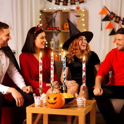 6pcs Fall Decor Flameless Candles, Battery Operated Candlesticks - Image 5