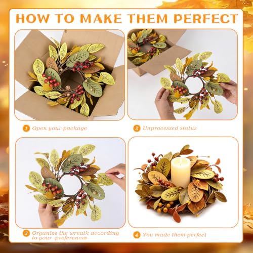4 PCS Mini Fall Candle Ring Small Autumn Candle Holder Rings for Table - Image 4