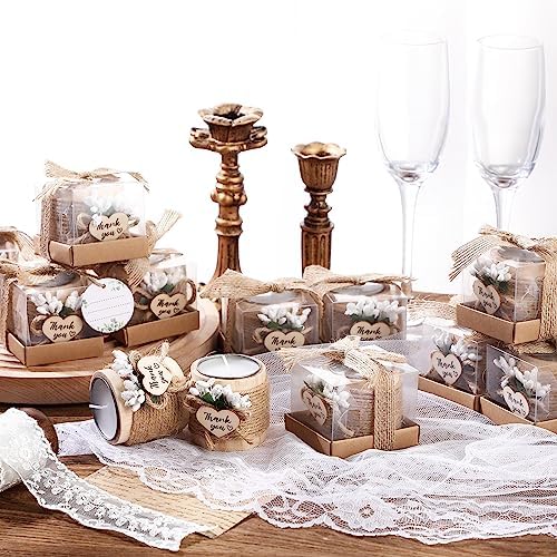 Retisee Wedding Candle Favors Wood Tealight Candle Holder, 16 Sets - Image 5
