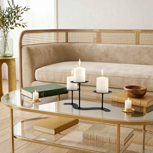 3-Arm Wave Fireplace Candle Holder, Pillar Candelabra Centerpiece - Image 6