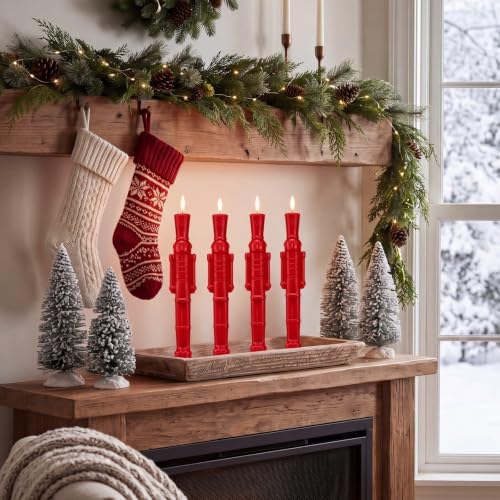 Nuanchu 4 Pcs Christmas Nutcracker Red Taper Candles for Table Decor - Image 5