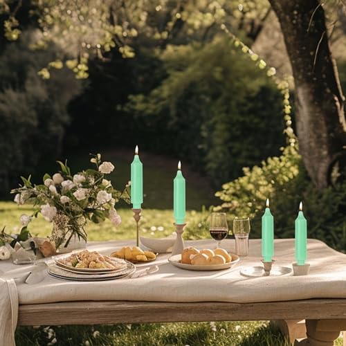 MAITREYA Short Taper Candle Candlesticks Dripless Dinner Candle for Wedding Party Decoration Home Dinner,6.5inch,4 Pack,Baby Blue - Image 5