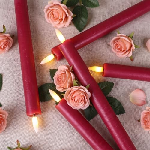Christmas Red Flameless Taper Candles Flickering with 6H Timer - Image 6