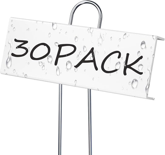 30 Pack Metal Plant Labels for Outdoor Garden Waterproof Plant Markers, Labels Garden Markers for Seedlings Herbs Vegetable Greenhouse Gifts with Pen - White