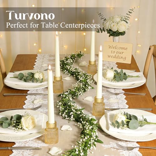 12 Pack Amber Glass Taper Candle Holders for Christmas Centerpieces - Image 4