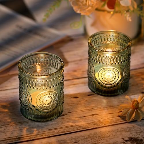 Green Votive Candle Holders Set of 36- Glass Tealight Candle Holders Bulk - Image 4