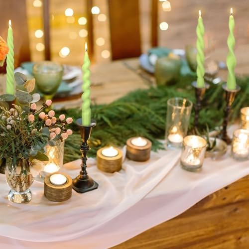 Nuanchu 4 Pcs Twisted Taper Candles,7.87 Inch,Pure,Sage Green - Image 4
