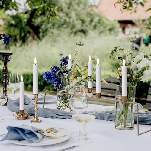Yeelida Battery Operated Flameless Taper Candles with Two Remote Timer, 6.4" LED 3D-Wick Window Candles, Flickering Long-Lasting Warm Light Electric Pack of 6 Flameless Candlesticks (0.78" Dia, White) - Image 6
