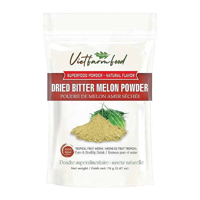 BITTER MELON POWDER 2.47 oz (70g) VIETFARMFOOD: Pure freeze-dried fruit powder, made from real fruit with no added sugar - Perfect for daily nutrition to keep your body full of vitality.