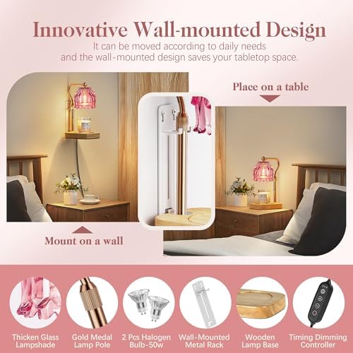 Candle Warmer Lamp with Timer Dimmer, Wax Melts Warmer Lamp for Gift, Pink - Image 4