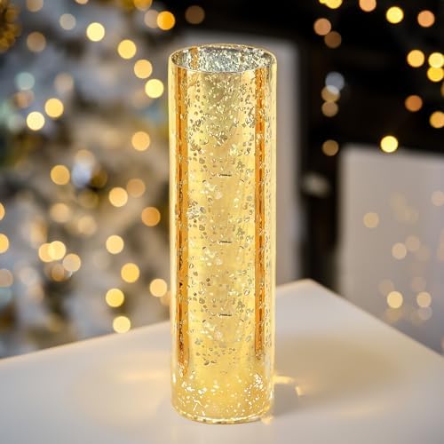 WGVI Hurricane Candle Holder Sleeve, W: 4", Ht: 16", Gold Speckled Glass Cylinder Open Both Ends, Chimney Tube Shade, 6 Pieces - Image 6