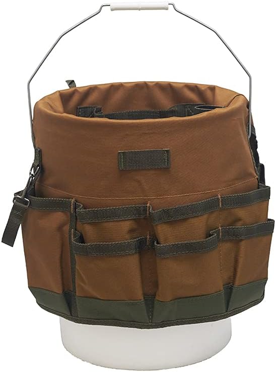 Bucket Boss The Bucketeer Bucket Tool Organizer in Brown, 10030 and Custom Leathercraft1140 EasySeat Lightweight Plastic Bucket Seat for 3 1/2 - 5 Gallon Buckets,Black