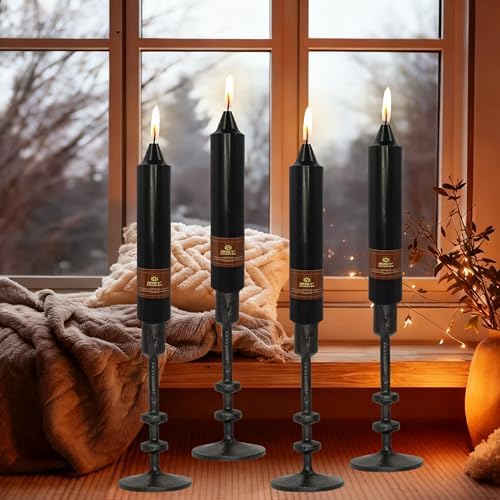 Halloween Taper Candles Sticks Unscented 4 PCS Black Taper Candlesticks 7 inch Short Tapered Candles Stick Candle for Halloween Dinner Party Home Décor Candlesticks - Image 2