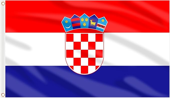 AhfuLife Croatia Flag 5ft x 3ft for Party Decorations, 2 Pcs Large Croatian Flag Polyester Double Side with Brass Eyelets for Eurovision Euro Football World Cup Garden Decorations