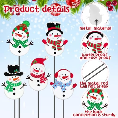 5 Pack 12'' H Metal Christmas Yard Stakes Outdoor Decorations - Image 5