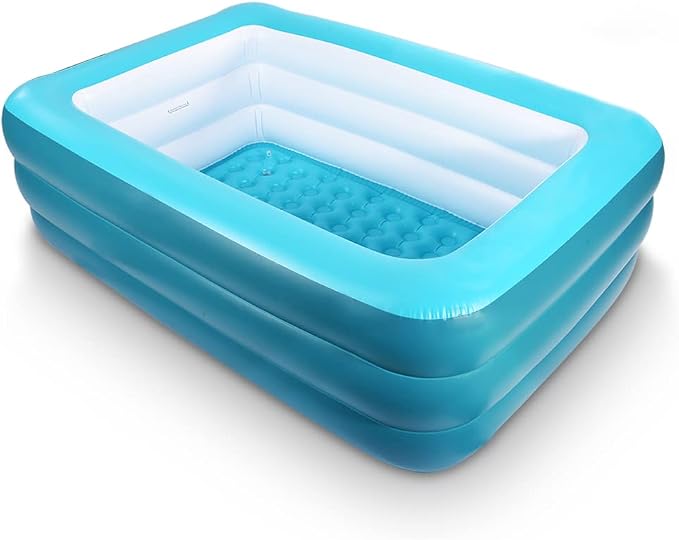 Inflatable Pools for Kids and Adults, 82" X 57" X 25" Kiddie Pools with Inflatable Soft Floor, Durable Family Swimming Pool for Backyard, Garden or Indoor (Green)
