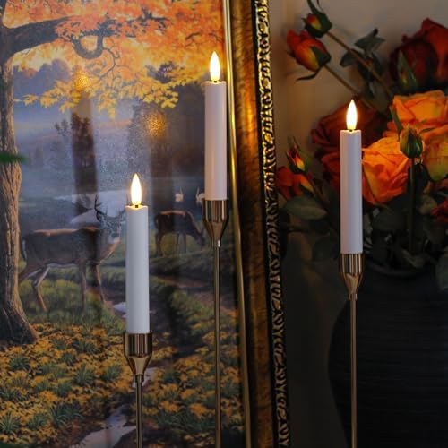 Yeelida Battery Operated Flameless Taper Candles with Two Remote Timer, 6.4" LED 3D-Wick Window Candles, Flickering Long-Lasting Warm Light Electric Pack of 6 Flameless Candlesticks (0.78" Dia, White) - Image 5