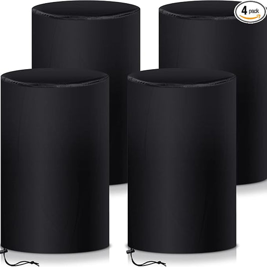 Amylove 55 Gallon Drum Cover, 210D Oxford Cloth Water Storage Barrel Cover, 25 x 37 Inch Outdoor Waterproof Rain Snow Bucket lid with Drawstring, UV Protection, Anti Dust(Black,4 Pcs)