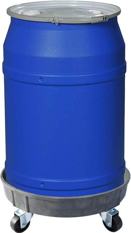 ELAFROS 30 Gallon and 55 Gallon Heavy Duty Plastic Drum Dolly – Durable Plastic Drum Cart 900 lb. Capacity- Barrel Dolly with 5 Swivel Casters Wheel,Grey