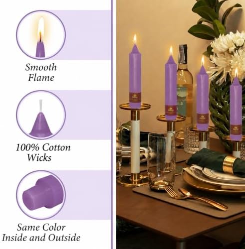 Purple Taper Candle Candle Sticks, 7 Inch Mini Pillar Candles, 4PCS Handmade Unscenteds Candlesticks for Festive, Party, Spell, Wedding, Home Decor - Image 3