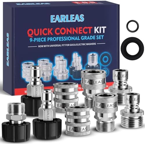 M22-14mm Pressure Washer Quick Connect Kit with M22-15mm Adapter by EARLEASDirect