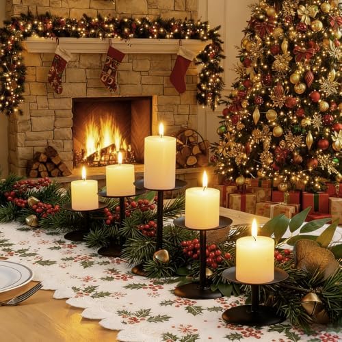Homemory Fall Halloween Table Decor, Black Metal Candle Holders Set of 5 - Image 5