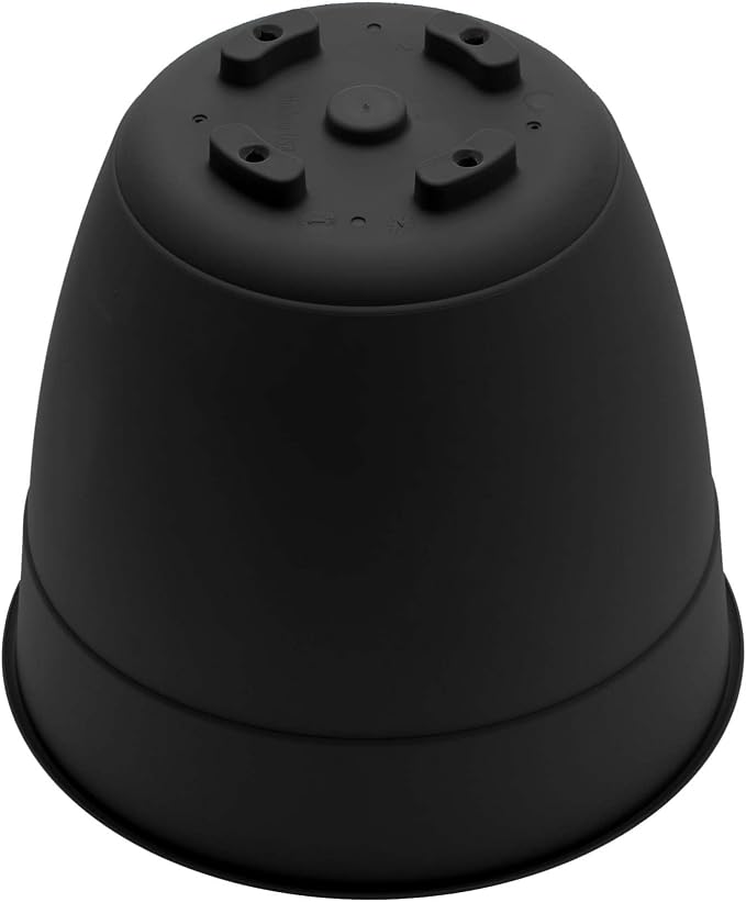Bloem Dayton 8" Black Recyled Plastic Planter Pot with Drainage Holes and Removable Saucer for Indoor or Outdoor Gardening, Made in USA