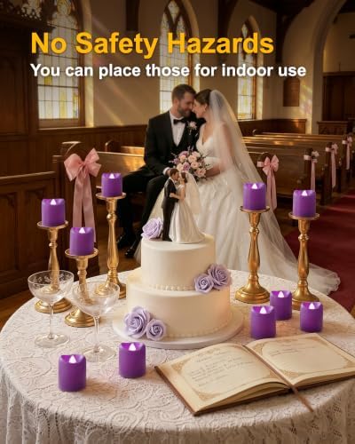 5plots 12Pack Purple Flameless Votive Candles, Fake Electric Candles - Image 3