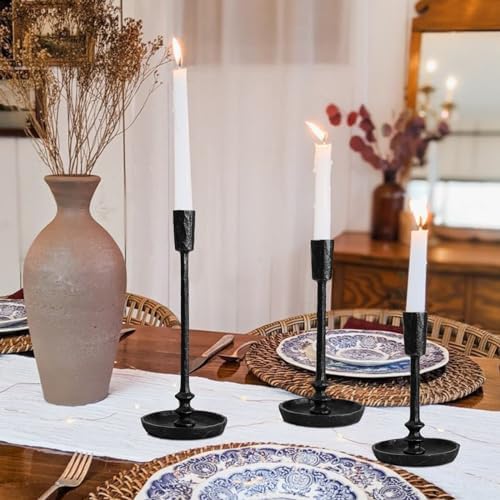 Rustic Cast Iron Taper Candle Holder - Set of 3 Vintage Candle Stands - Image 5