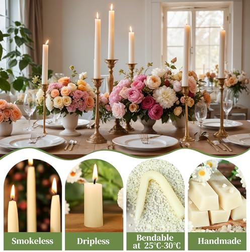 White Beeswax Taper Candles,Non-Toxic Bees Wax Candle for Home,8Inch,18Pack - Image 5