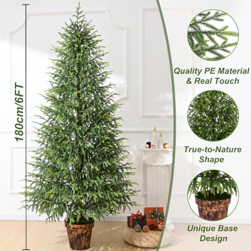 BLEUM CADE 6FT Christmas Tree with Pot, Norfolk Pine Christmas Tree Decor - Image 2