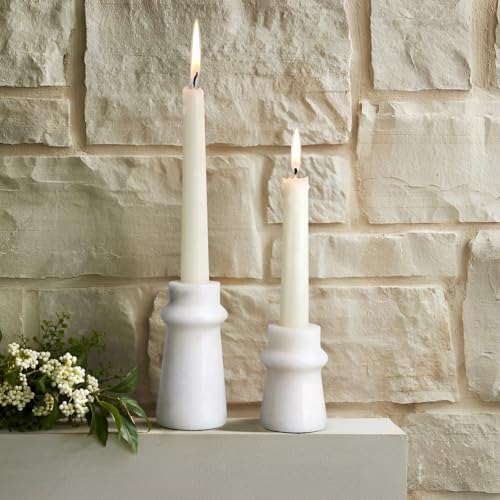 Vixdonos Marble Candle Holder Set of 2 Taper Candle Candlestick Mantle Candle Stand for Home Decor,Wedding,Party and Table Centerpieces(White) - Image 5