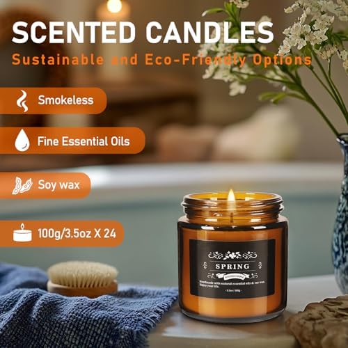 24 Packs Scented Candles for Home, 3.05oz，Soy Wax Aromatherapy Candles with 12 Fragrances, Smokeless Natural Essential Oil Candles for Relaxation, Gifts, Parties, Yoga,Home Decor - Image 3