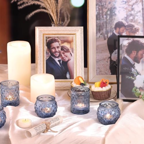 NITIME 12Pcs Assorted Blue Votive Candle Holders, Tea Lights Candle Holder for Wedding Decor, Blue Candle Holders for Table Centerpiece, Bridal Shower, Baby Shower Decorations - Image 6