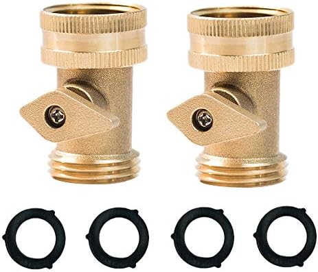 Heavy Duty Brass Shut Off , Brass Water hose valve On/Off valve garden hose Connector (2PCS) +4 Extra Pressure Washers by HQMPC