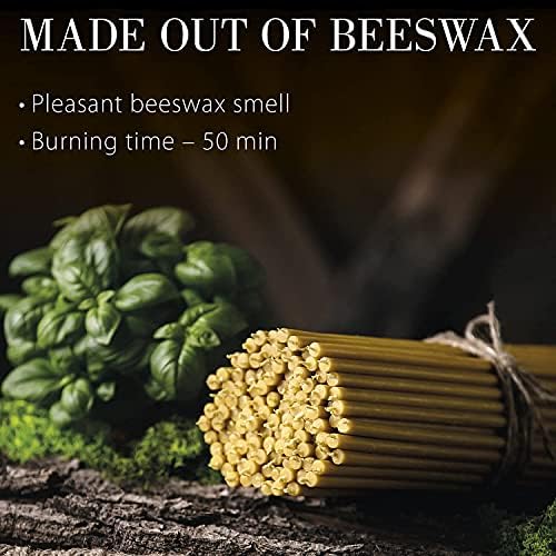 Danilovo Pure Beeswax Candles - Honey-Scented, Decorative Thin Taper Candles - Ideal for Birthday Decoration or Church Prayers - Drip Free, Tall & Smokeless Pack of 200 pcs, 6.5 x 0.22 inch - Image 2