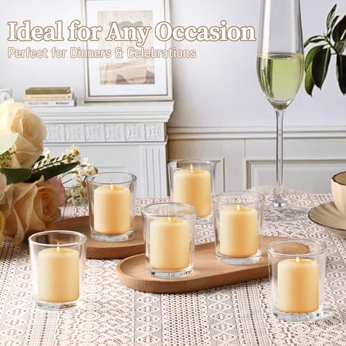LETINE Clear Glass Tea Light Holders Set of 6 - Votive Candle Holders for Weddings, Events, Home, Bridal Shower, Birthday, Christmas, Party Table Decor and Centerpieces - Image 6
