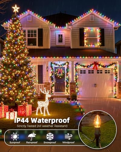 Christmas Pathway Lights Outdoor,51.4 Ft C9 Lights with 40 Multicolor Bulbs - Image 2
