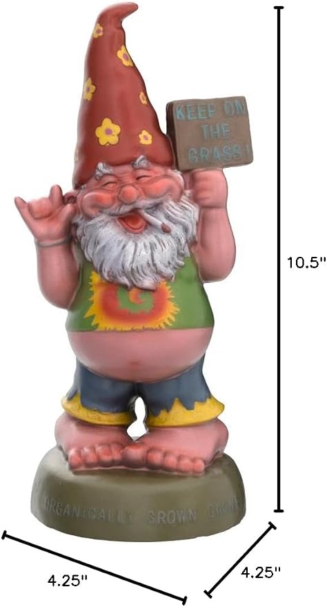 Pacific Giftware Hippie Gnome Pot Smoking Keep On Grass Garden Gnome Statue 10H