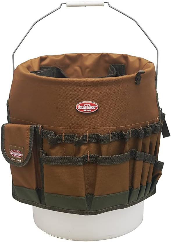 Bucket Boss The Bucketeer Bucket Tool Organizer in Brown, 10030 and Custom Leathercraft1140 EasySeat Lightweight Plastic Bucket Seat for 3 1/2 - 5 Gallon Buckets,Black