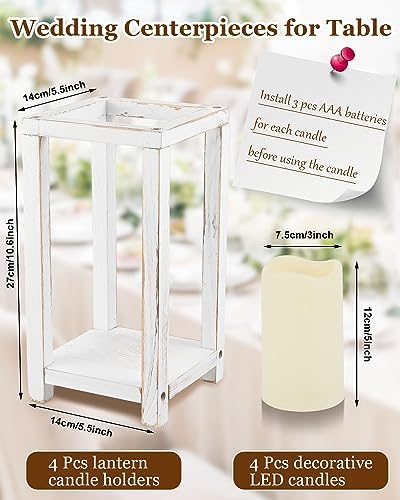 Huquary 8 Pcs Wooden Wedding Lantern Centerpiece for Table Decor, White - Image 2