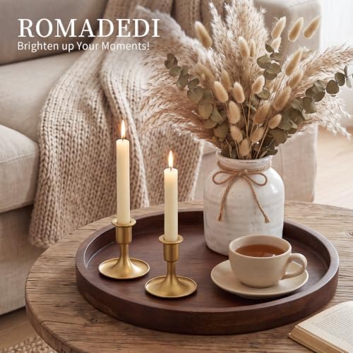 Candlestick Holders Taper Candle Holders, Romadedi Gold Candle Stick Candle Holder for Table Centerpiece, Wedding Reception, Festive Christmas Mantel Decoration or Home Decor, Set of 6 - Image 3