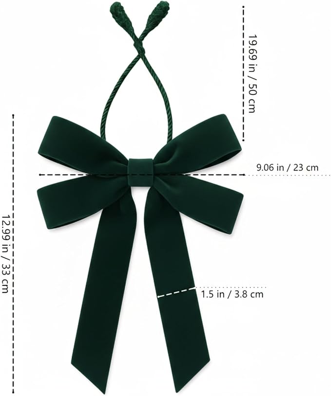 36 Pcs 20 Inches Christmas Garland Ties with Large Velvet Bows Decorative Reusable Twist Tie Bows for Banister Christmas Indoor Outdoor Holiday Wreath Decorations(Dark Green)