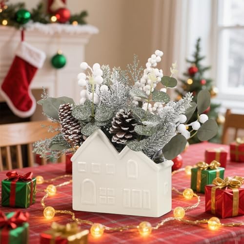 Small Christmas Tree Table Decorations, Artificial Mini Christmas Tree with Pine Cones, Christmas Plants Decorations in Ceramic Pot, Tabletop Ornaments for Home Indoor Fireplace Dining Table Decor - Image 4