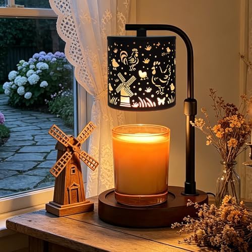 Candle Warmer Lamp,Candle Warmer,Wax Melt Warmer,Birthday Gifts for Women Mom Friend Sister, House Warming Gifts,Candle Holders for Home Decor,Wooden Base，with 2 Bulbs(Rooster) by kaakuuki