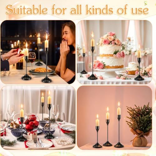 12PCS Brass Candlestick Holders, Black Metal Taper Candle Holders - Image 6
